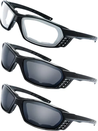 Miniatura 28 de Gafas de Motocicleta con Marco Acolchado y Lentes que Bloquean 100% UVB/UVB para Actividades al Aire Libre y Deportes 5-negro mate