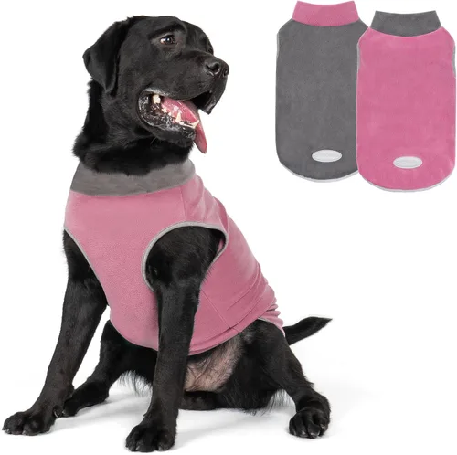 cyeollo Paquete de 2 suéteres elásticos de forro polar para perro, chaqueta reflectante de invierno para perros, suéteres para perros medianos y