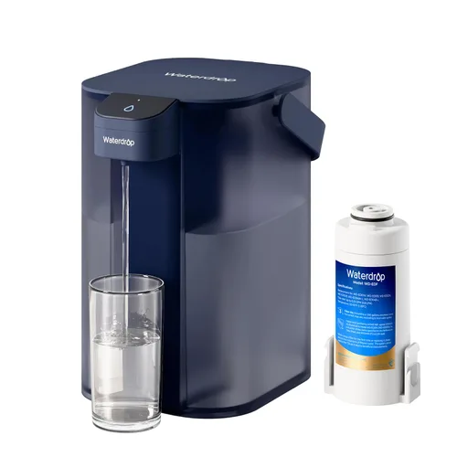 Waterdrop ED01B - Jarra eléctrica con filtro de agua, reduce el 99.6% del plomo y más de 45 impurezas, capacidad de 15 tazas de 200 galones,