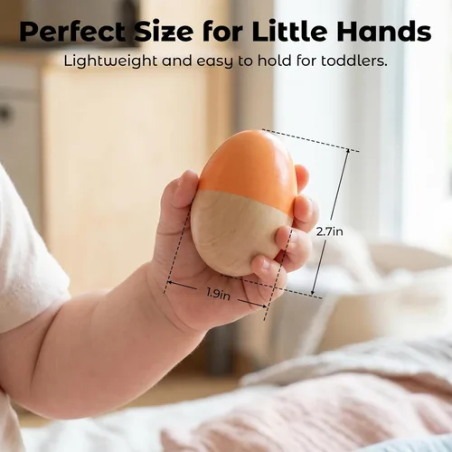 Miniatura 2 de 5 uds de madera para bebés, agitadores de huevos de mano musicales Maracas instrumentos de percusión para niños pequeños
