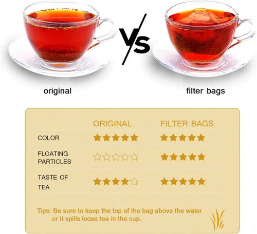 Miniatura 5 de Angooni 300 bolsas de filtro de té desechables con cordón 100% naturales y seguras bolsas de té de hojas sueltas vacías, capacidad de 1 taza