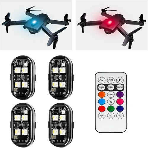 4 luces estroboscópicas LED inalámbricas, luces LED inalámbricas para automóvil con control remoto, 8 colores, carga USB, IP65, impermeable,