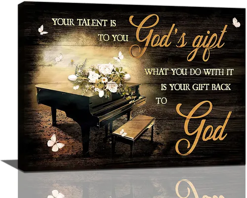 eiffecho Decoración de Arte de Música de Piano para Pared Tu Talento Es el Regalo de Dios Pinturas para Pared Decoración Pianista Músico Regalo