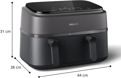 Miniatura 3 de Philips Freidora de aire de doble cesta serie 3000, funciones 8 en 1, 9.5 cuartos de galón, 2 cajones, tiempo de cocción de sincronización