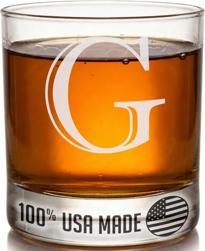 Miniatura 53 de Monograma grabado de cristal de whisky Rocks de 11 onzas (letra S), regalos de bourbon personalizados de la A-Z para hombres, día del padre, vidrio