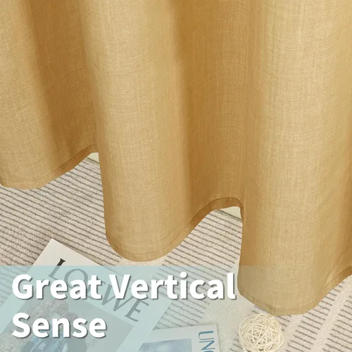 Miniatura 4 de LAMIT Cortinas de lino sintético para dormitorio, paneles filtrantes de luz, cortinas de lino con protección de privacidad con ojales para ventanas