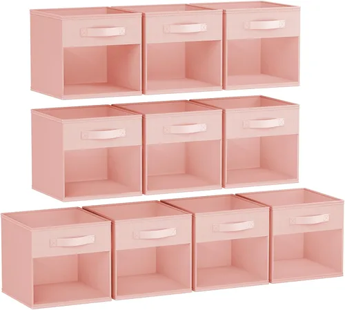 Miniatura 26 de DIMJ Cubo de almacenamiento, 6 paquetes de contenedores plegables con asas, contenedores de tela para organización, cubos organizadores