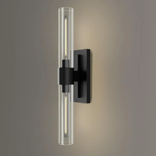 Miniatura 11 de YUYI Juego de dos apliques de pared de latón, 22.8'' apliques de baño dorados con pantalla de vidrio transparente, luces de pared de tocador