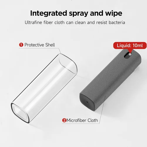 Miniatura 7 de YTT Limpiador de pantalla, todo en uno spray y paño limpiador, con carcasa protectora transparente para todas las pantallas de teléfonos, portátiles