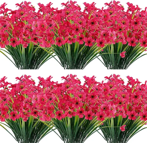 Miniatura 11 de JEMONG - 20 paquetes de flores artificiales para exteriores, resistentes a los rayos UV, flores falsas que no se decoloran, plantas de plástico