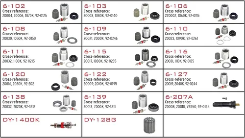 Miniatura 2 de Dynamic DY-TPMS-16-A TPMS Kit de reparación surtido para la mayoría de vehículos nacionales e importados, kit de 400 piezas