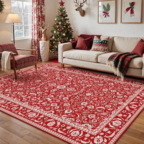 Miniatura 121 de HUGEAR 8x10 Alfombras lavables a máquina color marrón para pasillo, alfombra grande de área interior, alfombra de acento floral, alfombra de pelo