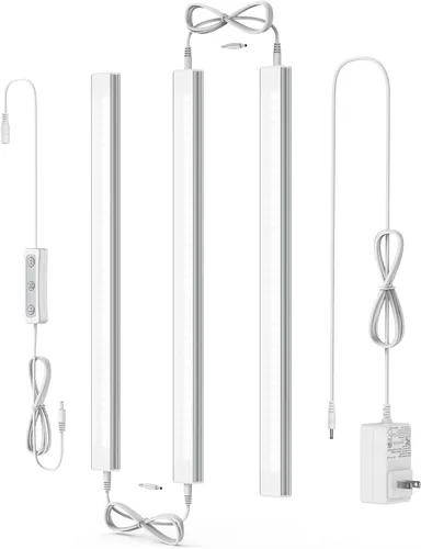 Miniatura 13 de ASOKO Iluminación LED regulable para debajo del armario para cocina, 6 barras de luz LED de 12 pulgadas, luz LED de armario blanca cálida 3000 K, 12