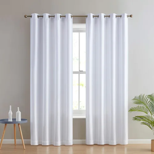 Miniatura 3 de HLC.ME Jefferson - Cortinas ligeras de seda sintética semitransparente con forro de microfibra y ojales para ventana de dormitorio, comedor y sala