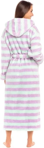 Miniatura 2 de Alexander Del Rossa - Bata de baño larga de cálido y suave vellón, con capucha, para mujer, para el invierno