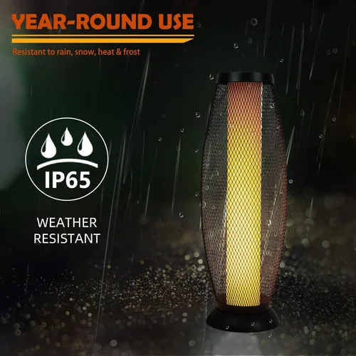 Miniatura 6 de Solar Yard Lámpara solar de pie para exteriores, pantalla de alambre de metal, linterna LED moderna parpadeante para exteriores, resistente a