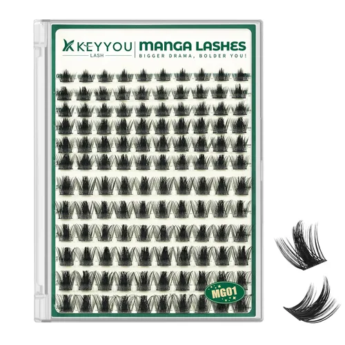 Miniatura 7 de KEYYOU Lash Manga, racimos de pestañas de 0.315 a 0.709 pulgadas, extensiones de pestañas naturales para bricolaje con banda fina suave (MG03)