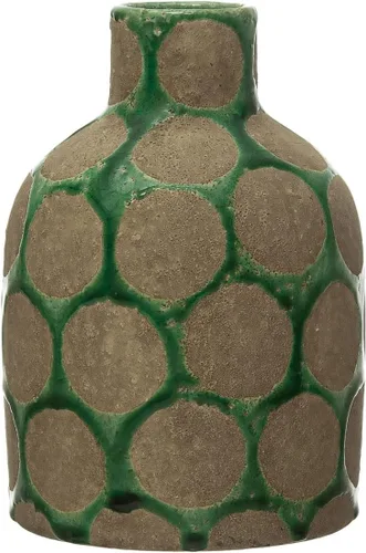 Miniatura 6 de Creative Co-Op Jarrón terracota con puntos de alivio de cera y asas