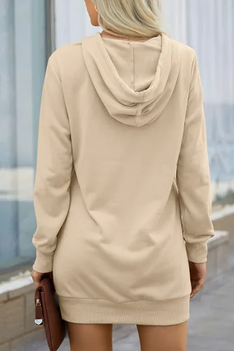 Miniatura 3 de PRETTYGARDEN Sudadera con capucha para mujer, de otoño, a la moda, con cordón, ligera, manga larga, sin botones, vestido con capucha