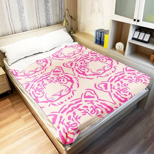 Miniatura 3 de SXCHEN Mantas de felpa para sofá cama de 60 x 80 pulgadas, diseño de tigre rosa