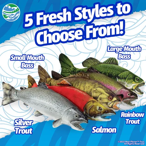 Miniatura 3 de Real Planet Peluche de pesca – Sockeye Salmon Trucha Bass Peluche de peluche para niños, regalos de pesca para hombres, juguetes de peluche de peces