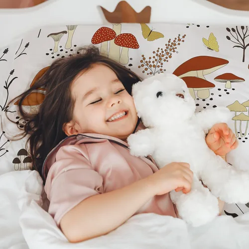 Miniatura 2 de MUSOLEI Sábana bajera ajustable de hongos, ropa de cama de hongos, decoración de hongos para niños, niños; juego de sábanas individuales; 1 sábana