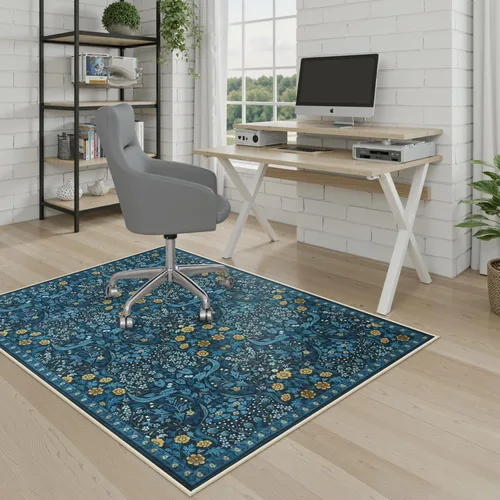 Miniatura 4 de Anidaroel Tapete floral para silla de oficina para suelo de madera, 48 x 60 pulgadas, alfombra para debajo de la silla del escritorio, tapete