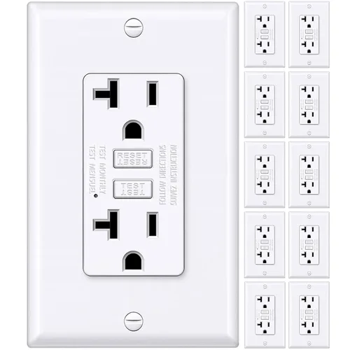 Miniatura 9 de BESTTEN Salida GFCI de 15 amperios con diseño súper delgado, toma eléctrica GFI con indicador LED, receptáculo GFCI no resistente a manipulaciones