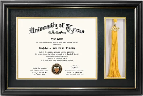 Miniatura 23 de GraduationMall Marco de fotos y diploma negro de 11 x 19 pulgadas para certificado de 8.5 x 11, imagen de 5 x 7, vidrio templado, paspartú doble