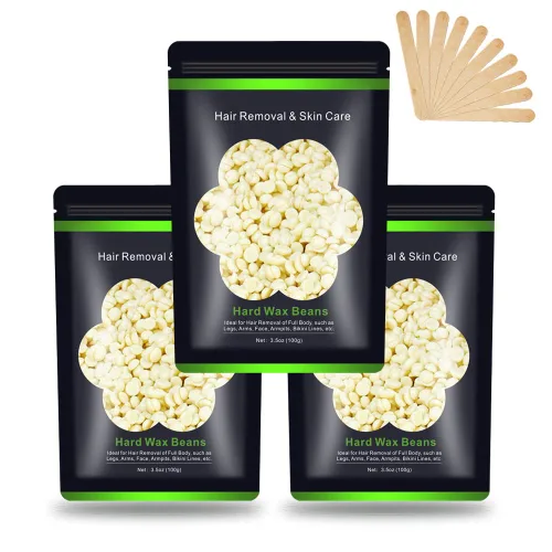 Cuentas de cera para depilación de 10.5 oz (300 g), granos de cera dura para piel sensible brasileña, cara, bikini, cejas, piernas, sin dolor para 3