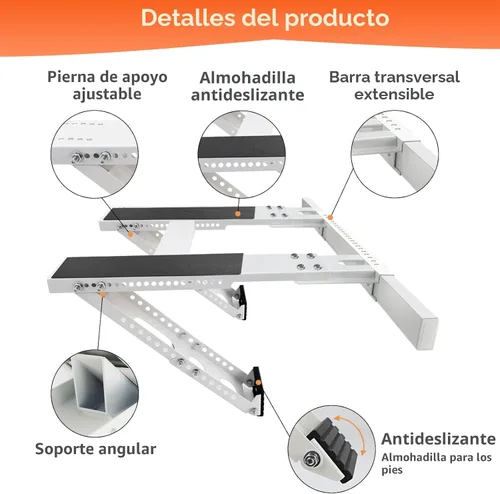 Miniatura 8 de Soporte de CA para ventana sin taladro, soporte de brazo único para ventanas pequeñas, soporta hasta 165 libras, instalación interior ajustable