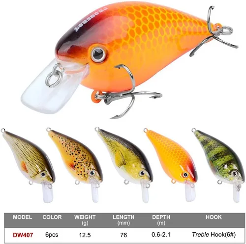 PROBEROS Juego de señuelos de pesca Crankbaits Hard Baits Boat Ocean Topwater Señuelos Kit de aparejos de pesca, juego de cebos duros para trucha,