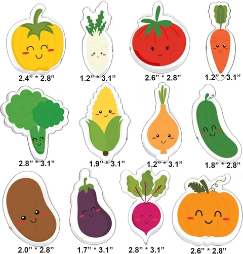 Miniatura 2 de Juego de 12 piezas de cortador de galletas de verduras, calabaza, tomate, berenjena, maíz, rábano, patata, zanahoria, pepino, moldes de acero