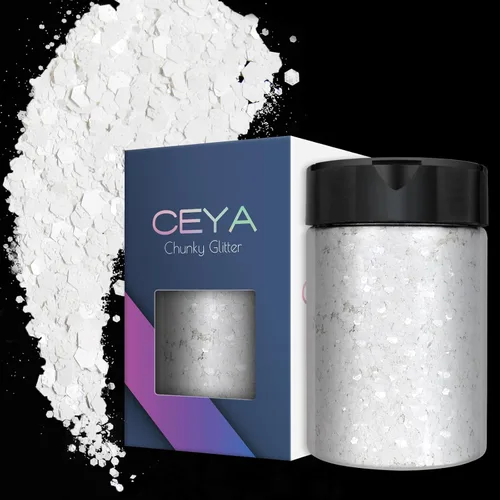 Miniatura 10 de Ceya - Purpurina gruesa, 140 g / 4.9 oz de polvo de purpurina para manualidades, color lila aubergine, con copos finos, lentejuelas iridiscentes 4.9