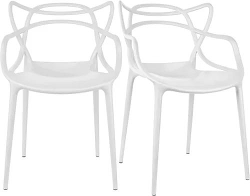 Miniatura 13 de 2xhome Silla de comedor moderna Silla auxiliar apilable para interiores o exteriores Plástico resistente a la intemperie para cocina, patio