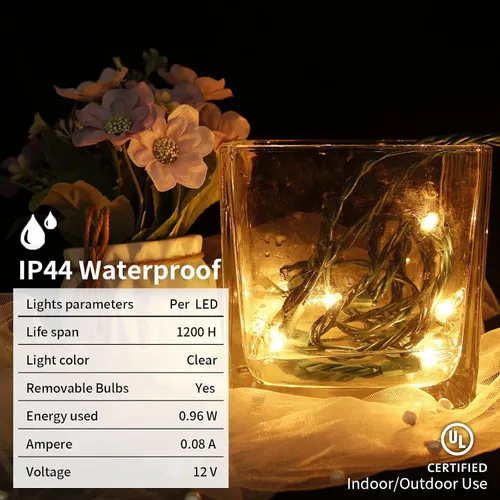 Miniatura 6 de MULTI-SPARKING Luces de Navidad de 5 pies con 10 bombillas, luces de extensión clásicas transparentes incandescentes mini, cable blanco, blanco
