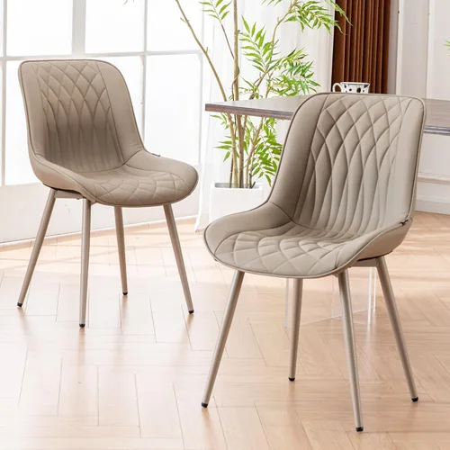 Miniatura 12 de Juego de 2 sillas de comedor YOUNIKE con respaldo alto, sillas de cocina y comedor estilo de mediados de siglo, tapizadas en cuero sintético, silla