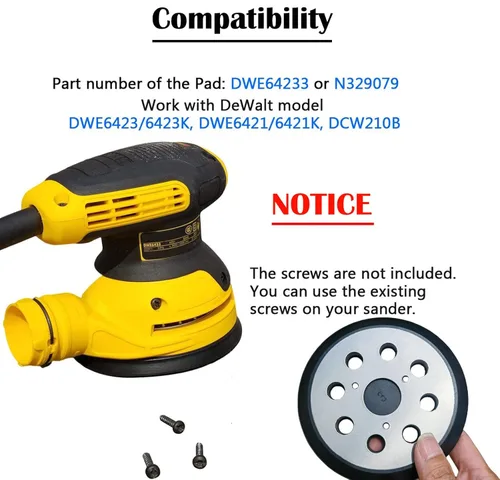 Miniatura 5 de Paquete de 2 almohadillas de lijadora de repuesto de metal de 5 pulgadas y 8 agujeros para lijadora Dewalt - Almohadillas de lijado de gancho