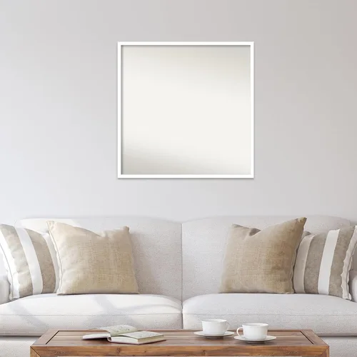 Miniatura 856 de Amanti Art Espejo de baño blanco para sobre el fregadero, 32 x 45 pulgadas, espejo de tocador rectangular blanco esbelto, marco de madera moderno