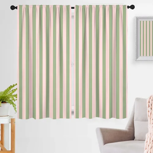 Miniatura 10 de zokyer Cortinas de ventana a rayas beige crema, modernas rayas verticales de 63 pulgadas de largo, 2 paneles, cortinas bohemias neutras para niños