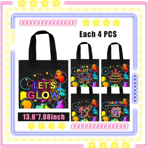 Miniatura 2 de BANBALLON 20 bolsas de neón para recuerdos de fiesta, suministros de fiesta de cumpleaños que brillan en la oscuridad, bolsas de regalo para fiesta