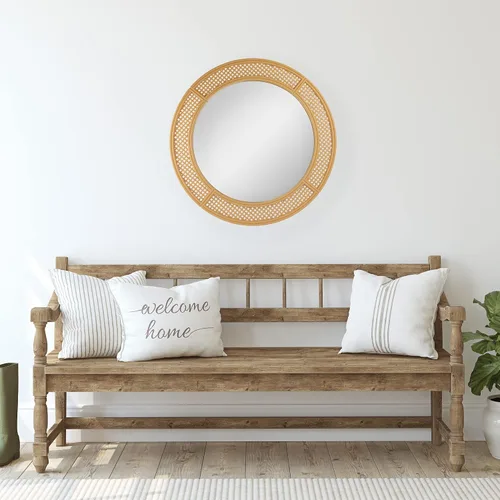 Miniatura 2 de Northlight Round Woven Style Wall Mirror, 30", Beige