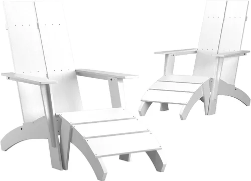 Miniatura 19 de Flash Furniture Sawyer Commercial Adirondack Style - Juego de patio, poliresina negra, resistente a la intemperie