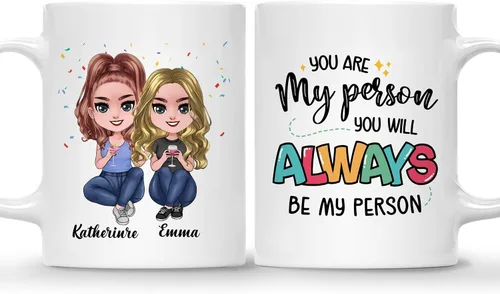 Miniatura 13 de Gossby Taza de café personalizada de la amistad, regalo personalizado Besites para mujeres con diseño de muñeca, nombre, cita – cumpleaños, Navidad