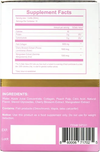 Miniatura 2 de Sakura - Bebida de colágeno – Péptidos marinos hidrolizados con extracto de flor de cerezo y mangostán, hidratación y elasticidad, soporte