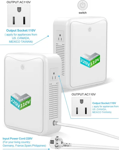 Miniatura 2 de Transformador de reducción de voltaje 220 V a 110 V convertidor de voltaje 2000 W, sin ruido, adecuado para exprimidores, máquinas de chocolate