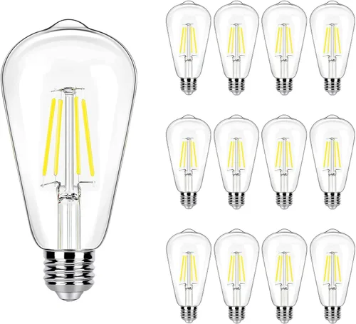 Miniatura 14 de Paquete de 8 Bombillas LED Edison Blanco Suave 2700K Equivalente a 40W, Bombillas LED Vintage Transparentes ST19/ST58 de 4W para Luces de Techo, 90