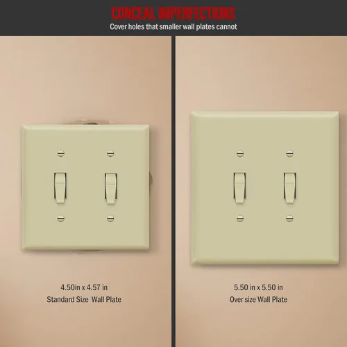 Miniatura 2 de ENERLITES Cubierta doble para interruptor de palanca, placa de pared para interruptor de luz de dos bandas, acabado brillante, 2 bandas de 5.5 x 5.5