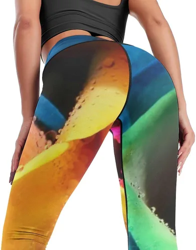 Miniatura 4 de Colorful Rainbow Nature Rose Workout Leggings for Women High Waisted Tummy Control Yoga Pants