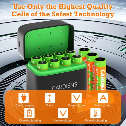 Miniatura 6 de Baterías AA recargables con cargador rápido de 1.5 V, baterías de litio triple a de 3500 mWh de alta capacidad, pilas de litio AA recargables AA